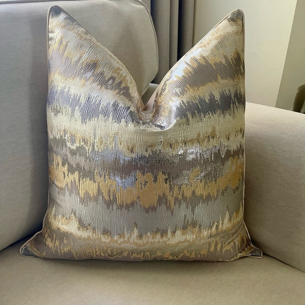 Two Luxury Gold and silver waves glam pillow cover. - Picture 9 of 10